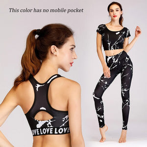 Women's Yoga Set High Elastic Sportswear Camouflage Sports Bra T-shirt Leggings Suits Gym Fitness Clothing Tracksuit Sport Suit