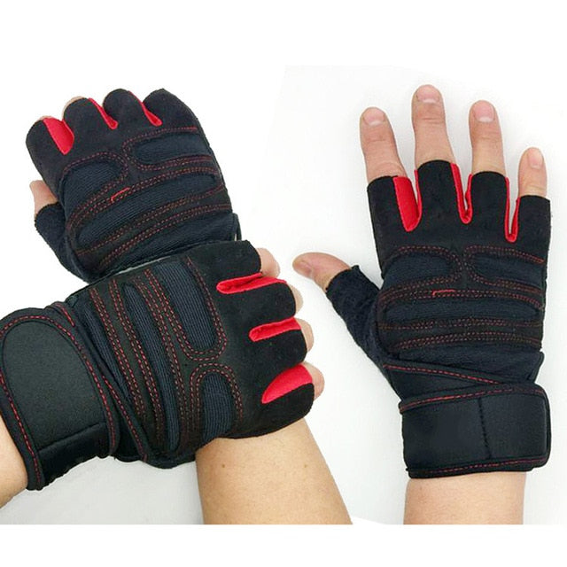 Men Women Gym Gloves with Wrist Wrap Support for Workout Fitness Weight Lifting YA88