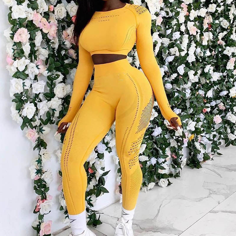Women's Sports Suits Yoga Set Running Fitness Gym Clothing Sports Long-sleeved shirt+Sweatpants Workout Sets Sport Wear Women