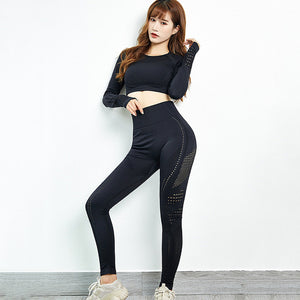 Women's Sports Suits Yoga Set Running Fitness Gym Clothing Sports Long-sleeved shirt+Sweatpants Workout Sets Sport Wear Women