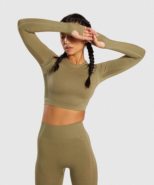 Women's Sports Suits Yoga Set Running Fitness Gym Clothing Sports Long-sleeved shirt+Sweatpants Workout Sets Sport Wear Women