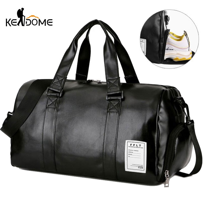 Gym Bag Leather Sports Bags Big Men Training Tas for Shoes Lady Fitness Yoga Travel Luggage Shoulder Black Sac De Sport XA512WD