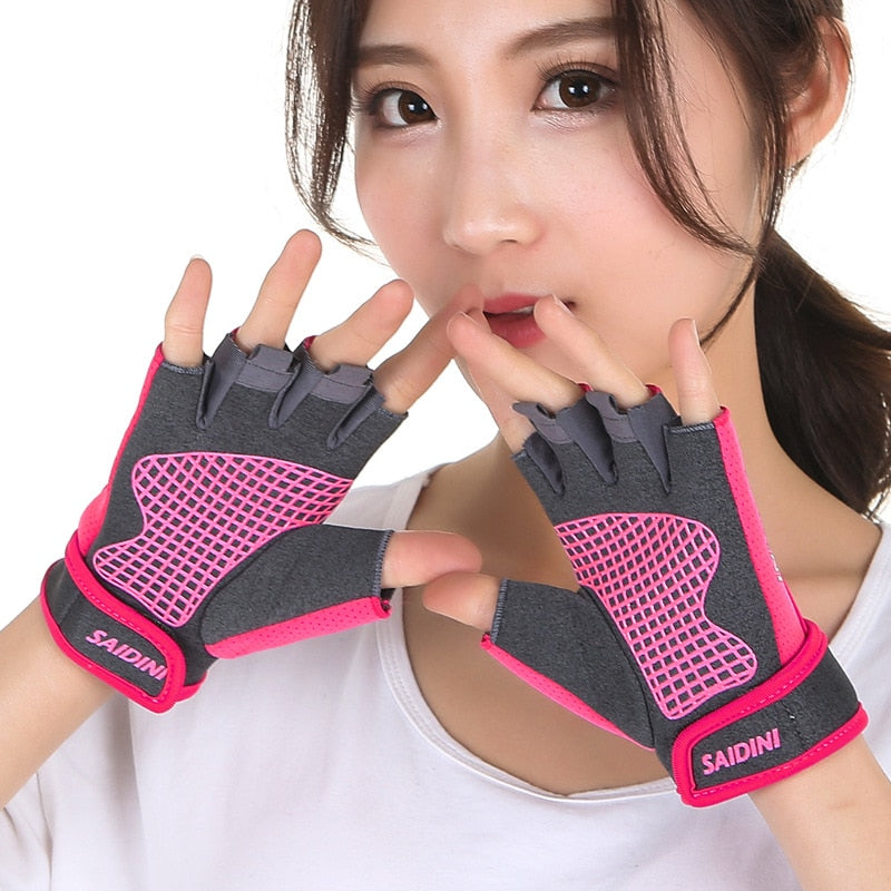 1 Pair Women Half Finger Weight Lifting Gloves Gym Fitness Sport Training Workout Wrist Gloves Weight Lifting Exercise Gloves