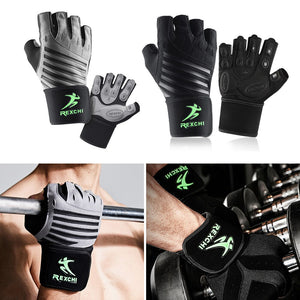 1 Pair Of Half Finger Gloves With Gym Fitness Wrist Support Unisex Workout Gloves Power Weight Protection Equipment