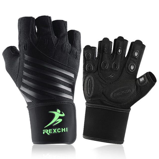 1 Pair Of Half Finger Gloves With Gym Fitness Wrist Support Unisex Workout Gloves Power Weight Protection Equipment