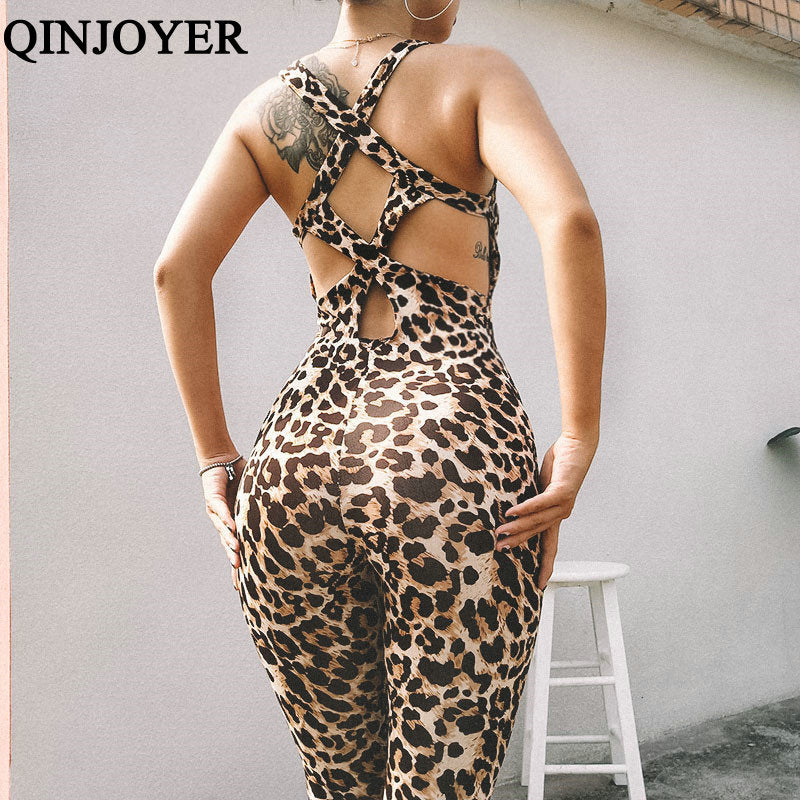 Leopard Fitness Clothing Women's One-pieces Sport Suit Set Workout Gym Fitness Jumpsuit Pants Sexy Yoga Set Bandage Gym Bodysuit