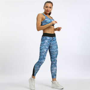 Camouflage Mesh Fitness Active Wear Women's Yoga Clothing Set Sexy Workout Sportswear Female Tracksuits Athletic Running Clothes
