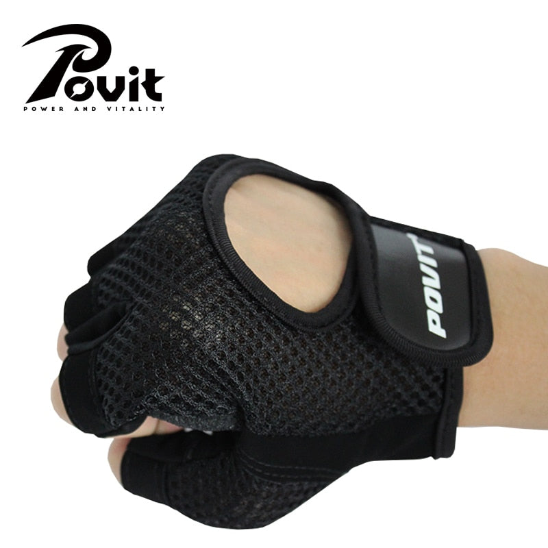 POVIT 1Pair Body Building Fitness Gloves Sports Training Weightlifting Gloves For Women/Men Crossfit Dumbbell Exercise Gym Glove
