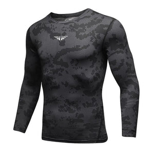 UABRAV Quick Dry Men's Compression Shirt Long Sleeves T-shirt Gym Fitness Running Sports Clothing Camouflage Crossfit Lycra Tops