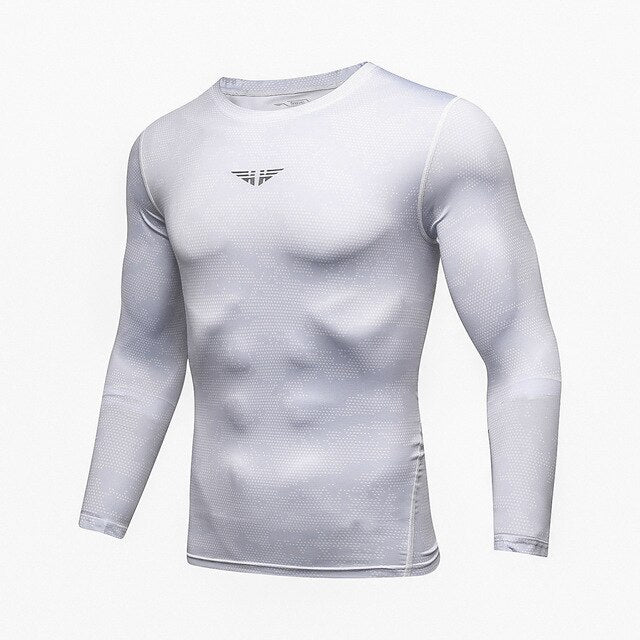 UABRAV Quick Dry Men's Compression Shirt Long Sleeves T-shirt Gym Fitness Running Sports Clothing Camouflage Crossfit Lycra Tops