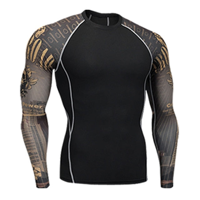 men's clothing compression men t-shirt + leggings rashgard kit long sleeves top for fitness man tracksuit thermal underwear base