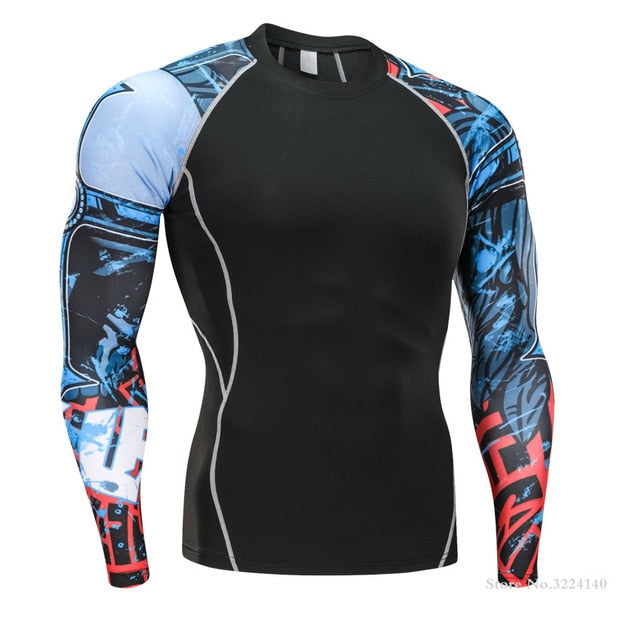 men's clothing compression men t-shirt + leggings rashgard kit long sleeves top for fitness man tracksuit thermal underwear base