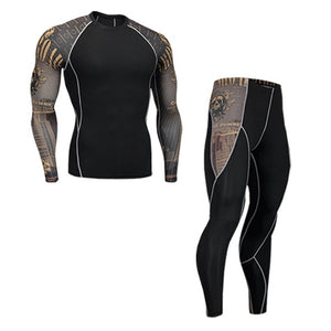 men's clothing compression men t-shirt + leggings rashgard kit long sleeves top for fitness man tracksuit thermal underwear base