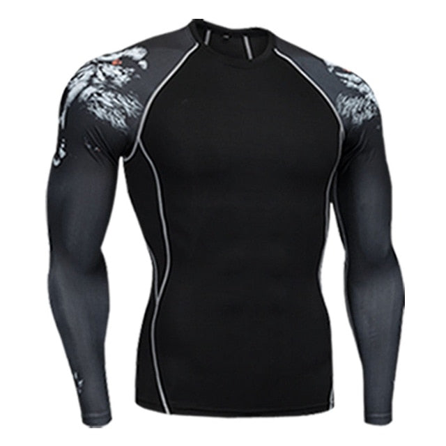 men's clothing compression men t-shirt + leggings rashgard kit long sleeves top for fitness man tracksuit thermal underwear base
