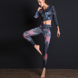 New Sportswear Ladies Suit Four-piece Printing Sports Fitness Clothes Jacket Long-sleeved zipper Women's Clothing Yoga Set